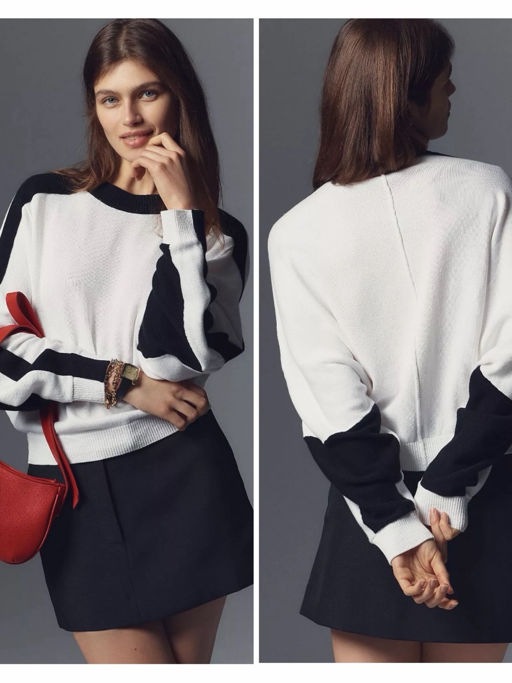 Anthropologie Maeve Dolman Sleeve Crew-Neck Color-Blocked Sweater